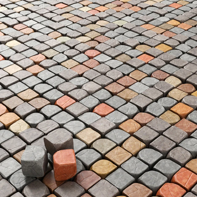 Cube stone granite decoration / Каменные кубы для декорации.(Брусчатка) — Скачать