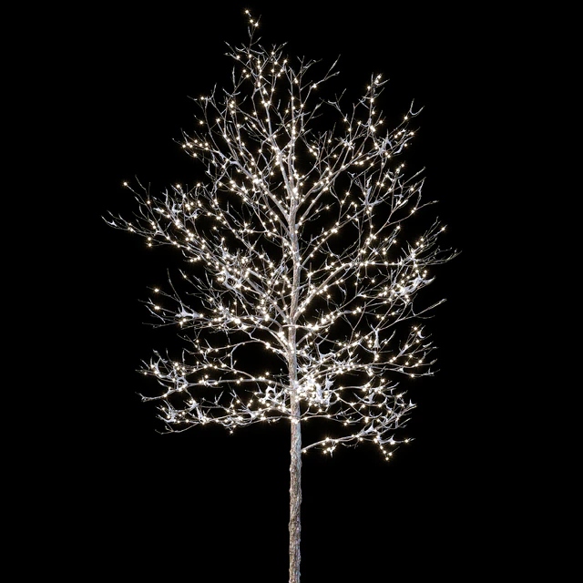 Trees in the snow with a luminous garland — Descargar
