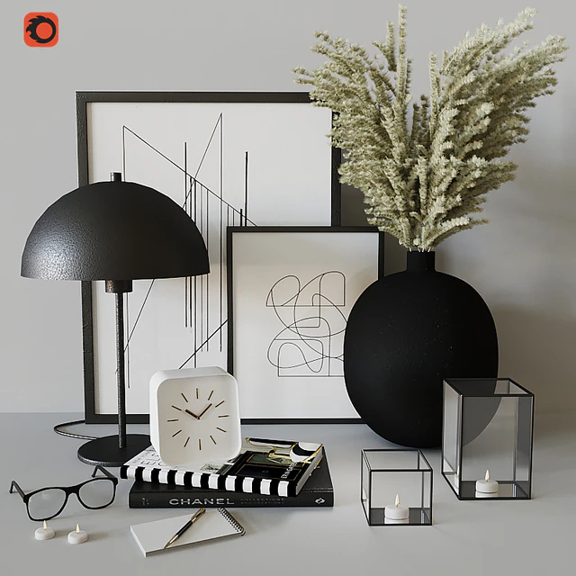 Decorative set with Black Metal Vase — Скачать