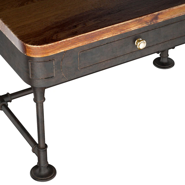 Post Rustic Iron 2-Drawer Mango Wood Coffee Table — Descargar