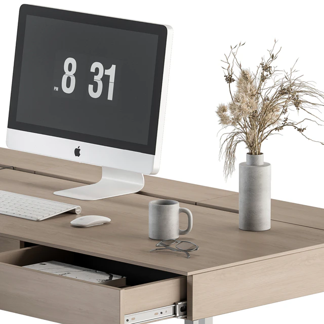 Home Office white and Wood Table - Office Furniture 280 — Descargar