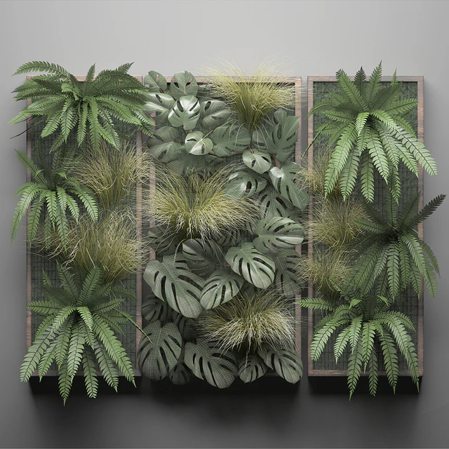 Vertical garden 28. Фитостена, картина, трава, папоротник, монстера, настенный декор, фитомодуль, вертикальный сад — Скачать