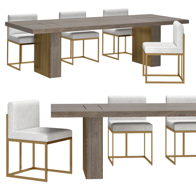RH - Waxler Side Chair & Gage Rectangular Dining Table — Descargar