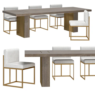 RH - Waxler Side Chair & Gage Rectangular Dining Table — Ver 1