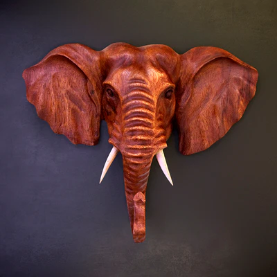 Деревянное панно "Индийский слон" (Indian elephant) — Вид 1