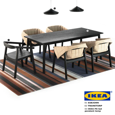 IKEA (chair Esbjorn. Table Tranetorp. Ikea PS led lamp) — Ver 1