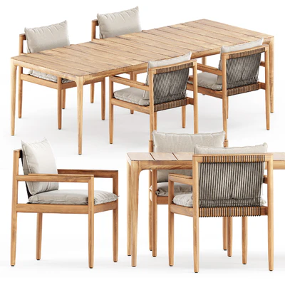 Saranac dining chair with arms and Lima dining table by Gloster — Вид 1