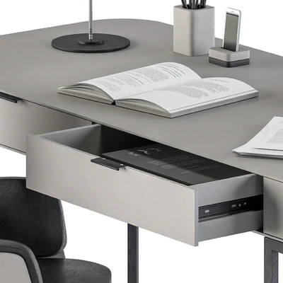 Gray and Black Writing Desk - Office Set 180 — Ver 2