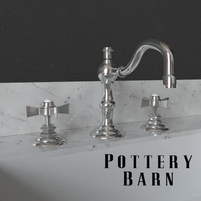 PIEDMONT SINGLE SINK CONSOLE and LANGFORD CROSS-HANDLE WIDESPREAD BATHROOM FAUCET — Ver 2