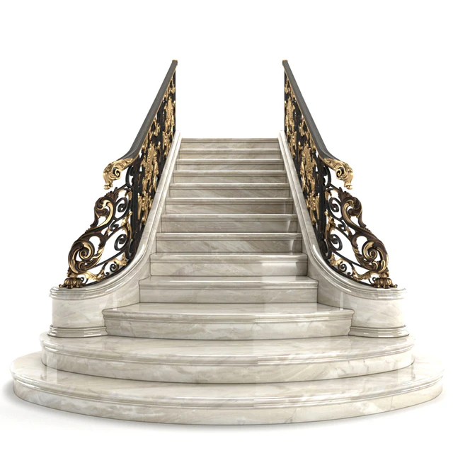 Classic marble staircase with wrought iron railing — Descargar