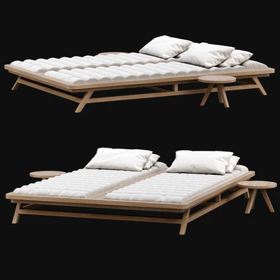 Double wooden outdoor chaise lounge S19 / Double chaise lounge — Ver 2