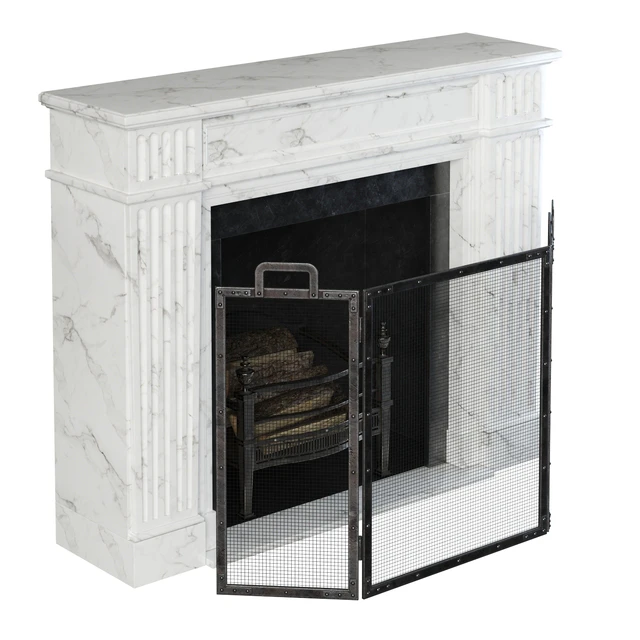 Classic fireplace white marble — Descargar