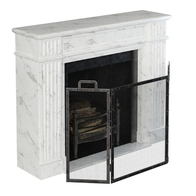Classic fireplace white marble — Ver 2