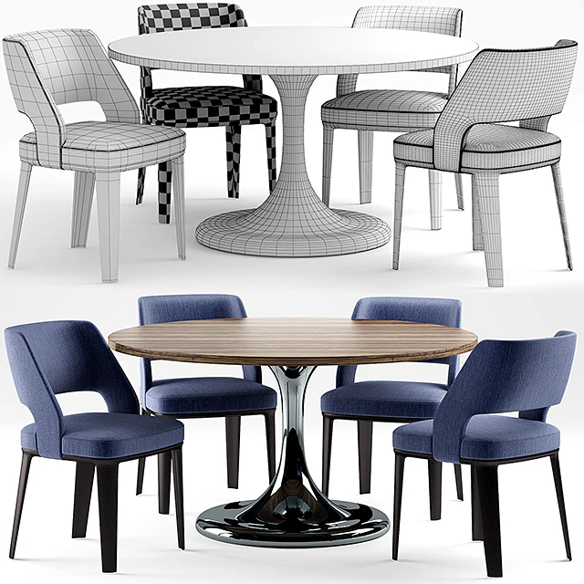 Стол и стулья minotti  NETO table OWENS CHAIR — Скачать