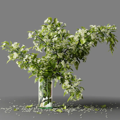 Bouquet blooming branch, spring flowers in a glass vase — Ver 2