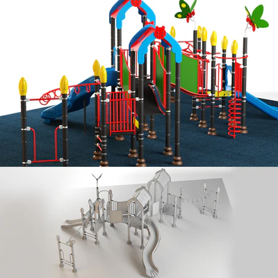 Kids playground equipment with slide climbing 08 — Ver 2