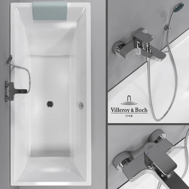 Bathtub Villeroy &amp; Boch Squaro, bath mixer Villeroy &amp; Boch Subway — Descargar