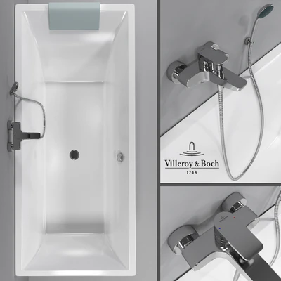 Bathtub Villeroy &amp; Boch Squaro, bath mixer Villeroy &amp; Boch Subway — Ver 1