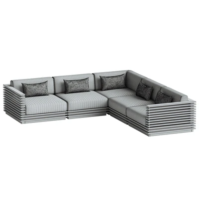 Batten 5-Piece L-Shaped Teak Sofa — View 2