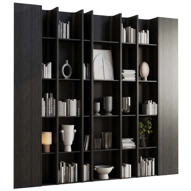 wooden Shelves Decorative With Plants and Book - Wooden Rack 08 — Descargar