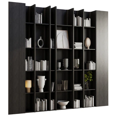 wooden Shelves Decorative With Plants and Book - Wooden Rack 08 — Ver 2