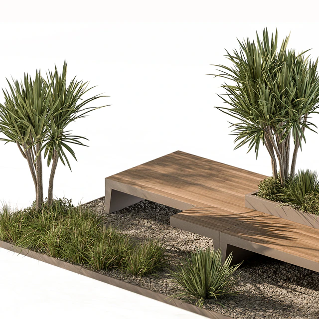 Urban Furniture Bench with Plants Set 42 — Descargar