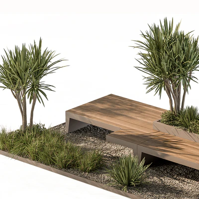Urban Furniture Bench with Plants Set 42 — Ver 2