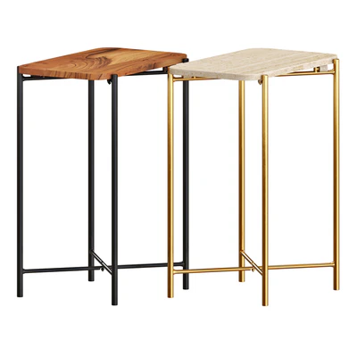 Zara Marble And Wooden Side Tables — Вид 1