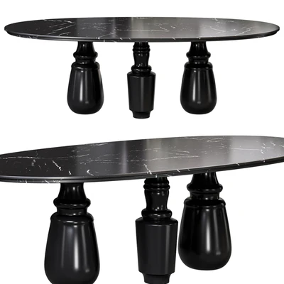 Pietra Oval Xl Nero Marquina Dining Table by Bocadolobo — Ver 2