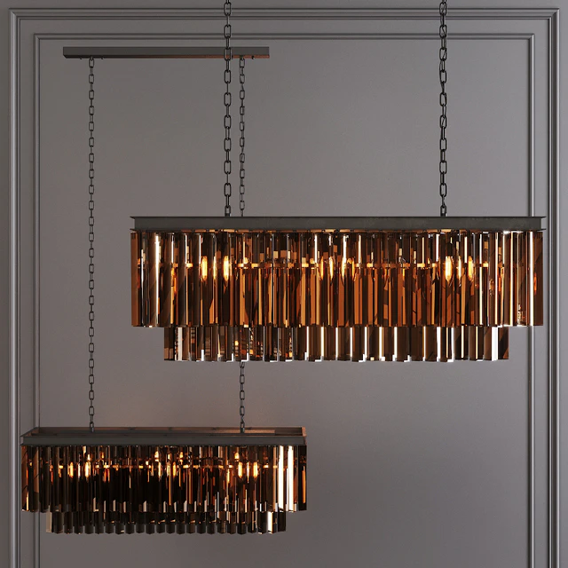 Restoration Hardware 1920S ODEON SMOKE GLASS FRINGE RECTANGULAR CHANDELIER 40 Black — Скачать