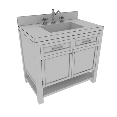 PIEDMONT SINGLE SINK CONSOLE and LANGFORD CROSS-HANDLE WIDESPREAD BATHROOM FAUCET — Ver 3