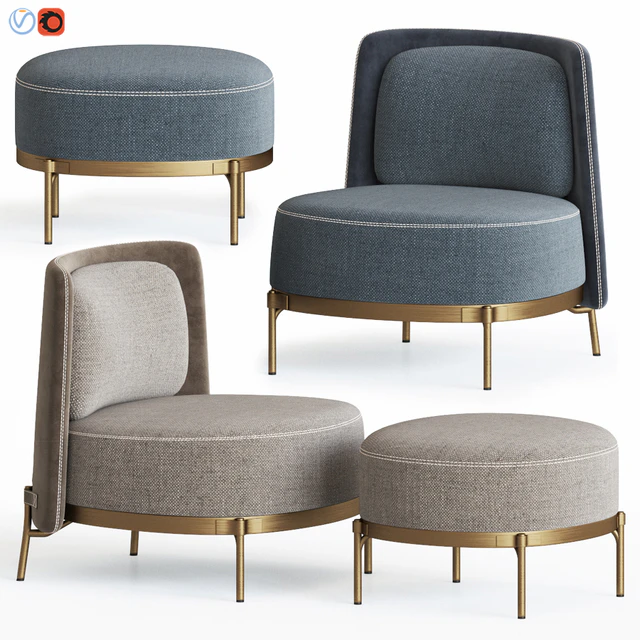 Minotti Tape Armchair & Ottoman — Descargar