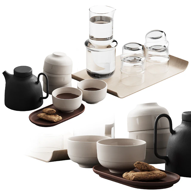 405 eat and drinks decor set 05 tea with cookies and water — Descargar