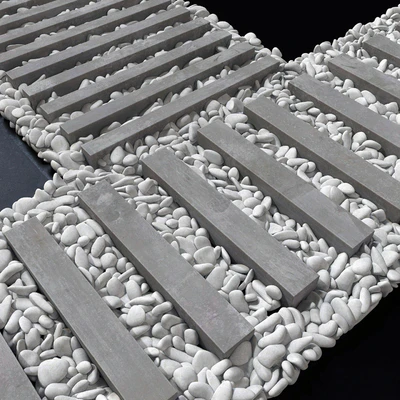 Paving road plate stone pebble n1 / Брусчатка дорога из плит с галькой №1 — Вид 2