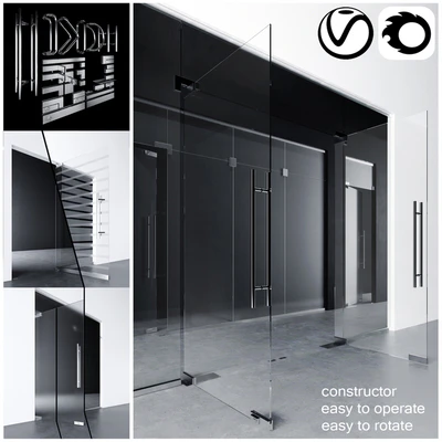 Распашные маятниковые стеклянные двери для офиса и дома   corona - vray — Вид 1