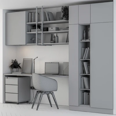 Home office white wood — Ver 2