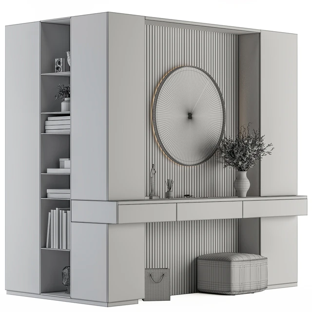 Hallway 37 - L Wardrobe White and Wood Entrance — Descargar