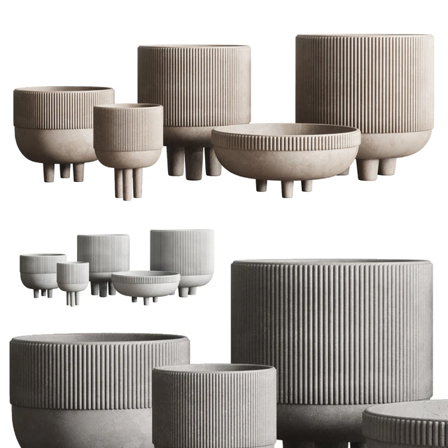 Vase Concrete Indoor Outdoor Set 03 — Descargar