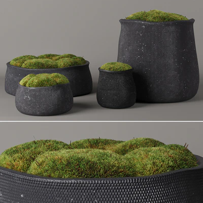 RH Crosshatch concrete vases — Вид 1