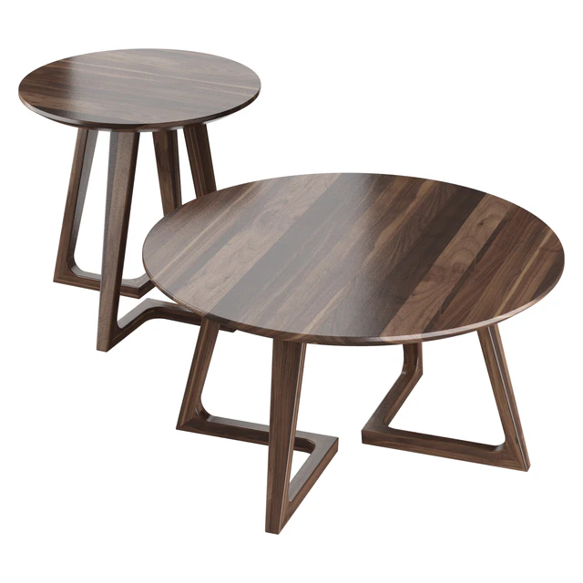 American-style household solid wood round coffee table — Descargar