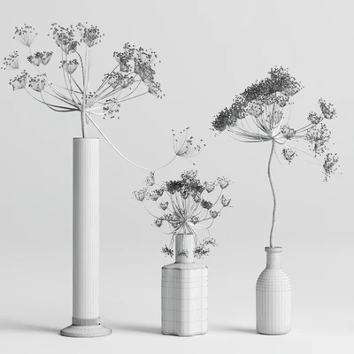 Bouquet Set 01 Vase Glass Dry Hogweed — Вид 2