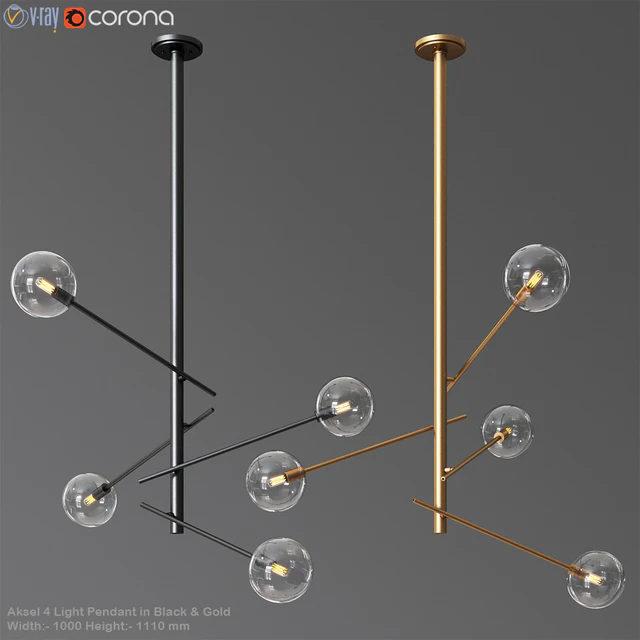 Aksel 4 Light Pendant in Black & Gold — Скачать