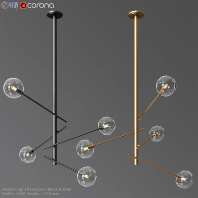 Aksel 4 Light Pendant in Black & Gold — Скачать