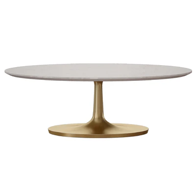 Журнальный столик Nero White Marble Oval Coffee Table (Crate and Barrel) — Вид 2
