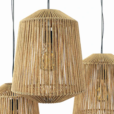 Lamp wood rotang wicker barrel / Светильник плетеный из ротанга бочка — Вид 2