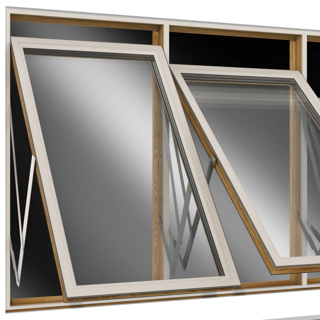 Откидное распашное деревянное металлическое окно / Top swing hinged wooden metal window — Скачать