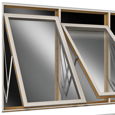 Откидное распашное деревянное металлическое окно / Top swing hinged wooden metal window — Вид 2