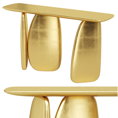 1stDibs Gold Pebble Console with Gold Leaf — Ver 1
