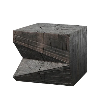 1st Dibs Sculpted Brutalist End Table CT 9 Solid Oak — Ver 1