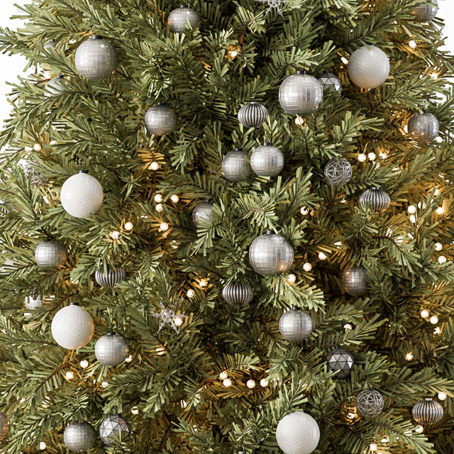 Christmas Decoration 36 - Christmas Silver and Green Tree with Gift — Descargar